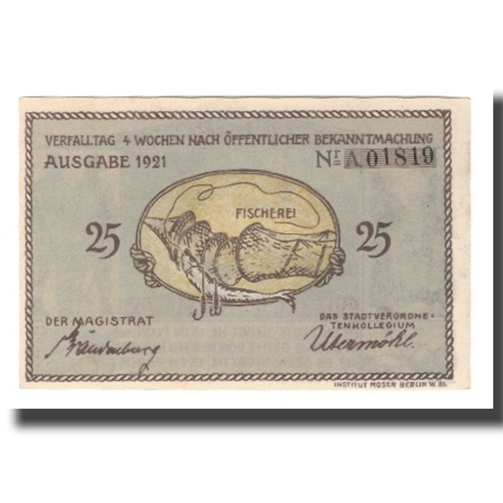 Banknote, Germany, Plön Stadt, 25 Pfennig, personnage, 1921, AU(55-58)