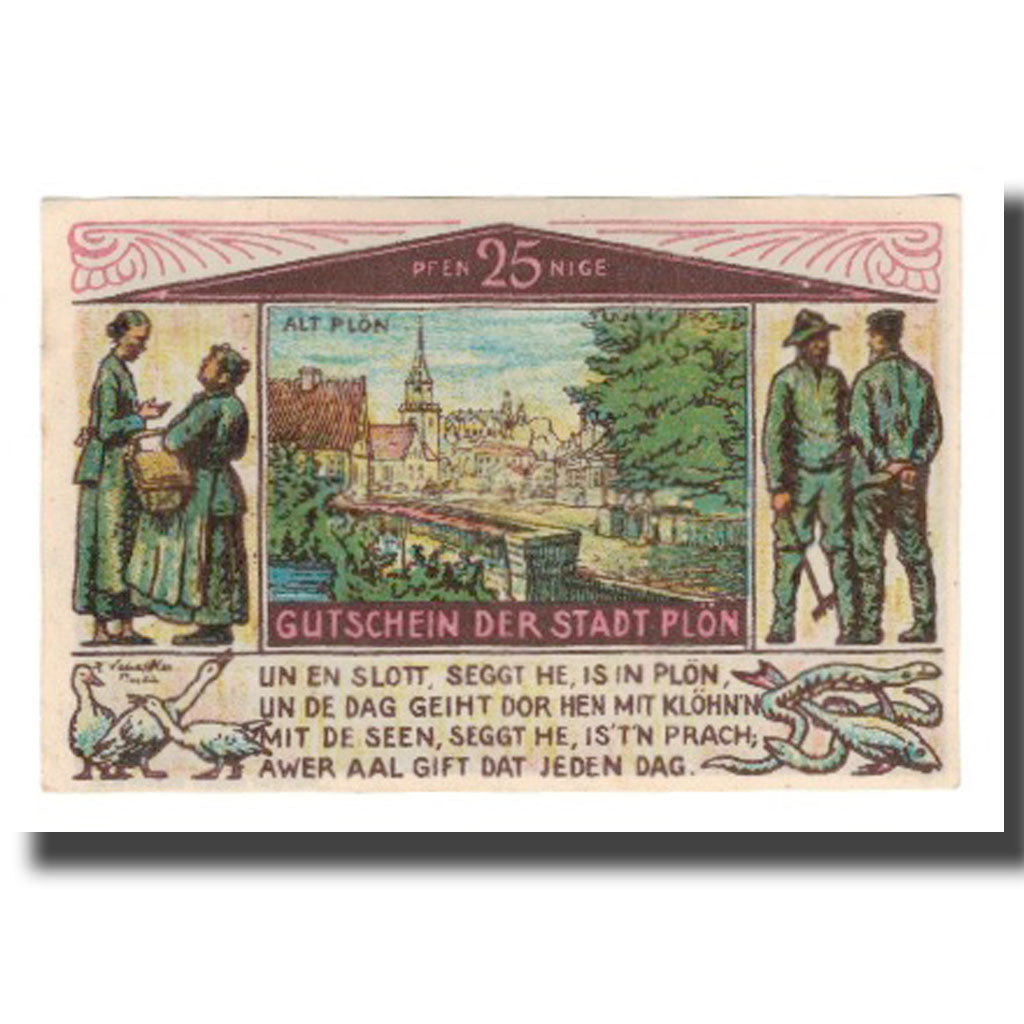 Banknote, Germany, Plön Stadt, 25 Pfennig, personnage, 1921, AU(55-58)