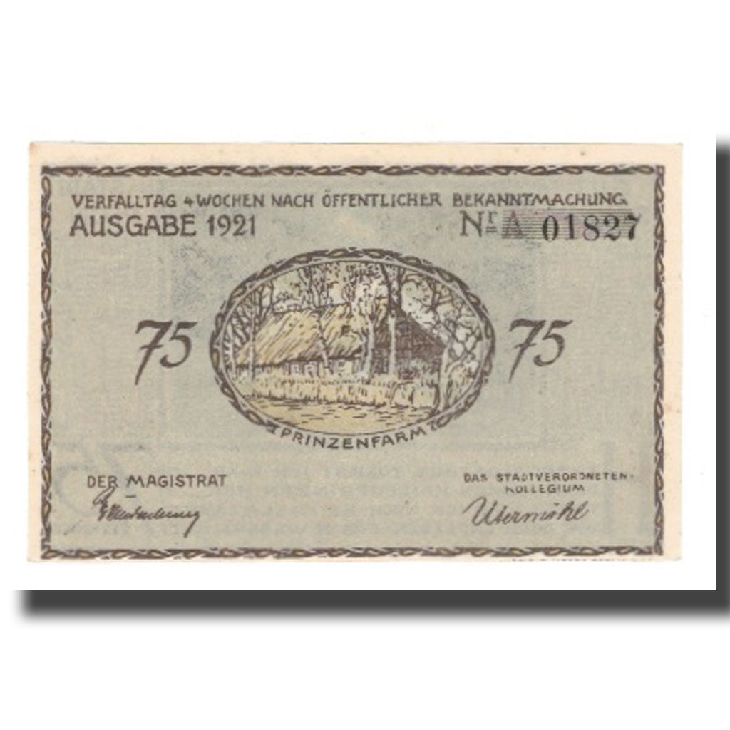 Banknote, Germany, Plön Stadt, 75 Pfennig, paysage, 1921, AU(55-58)
