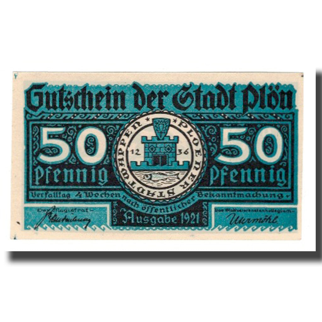 Geldschein, Deutschland, Plön Stadt, 50 Pfennig, personnage 5, 1921, VZ