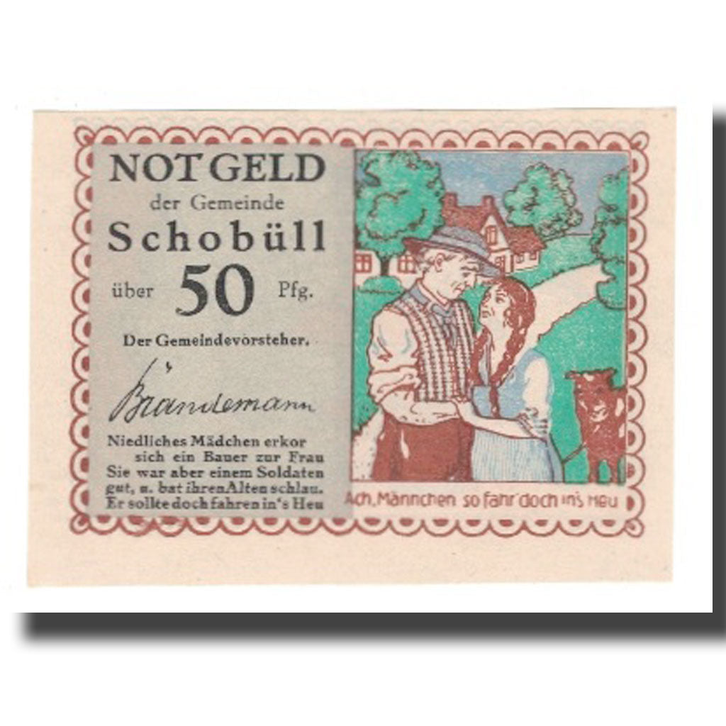 Geldschein, Deutschland, Schobüll Gemeinde, 50 Pfennig, Texte 4, undated