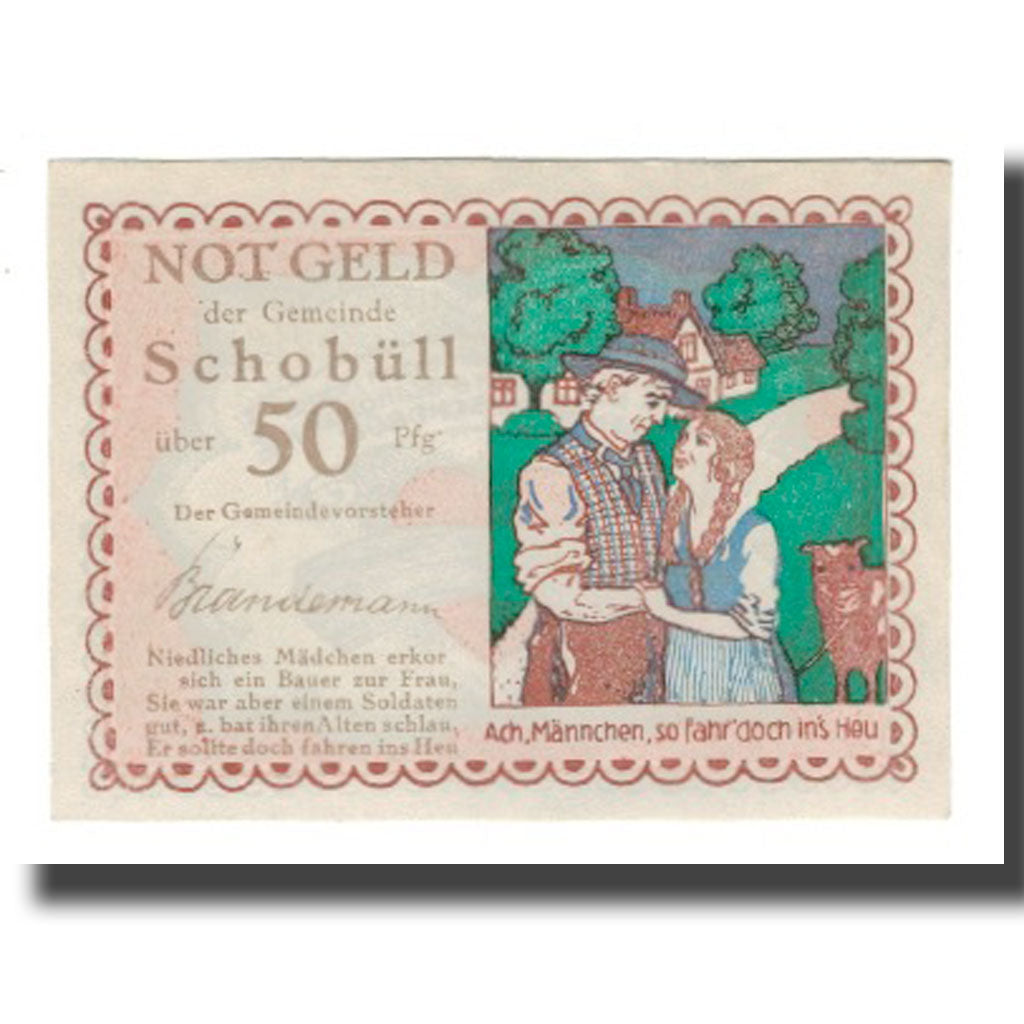 Banconote, Germania, Schobüll Gemeinde, 50 Pfennig, Texte  5, undated (1921)