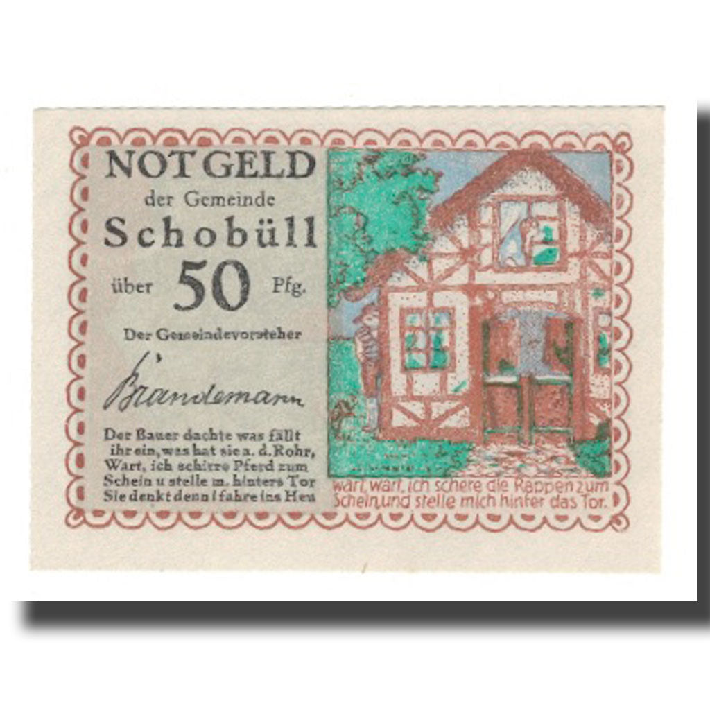 Banconote, Germania, Schobüll Gemeinde, 50 Pfennig, Texte, undated (1921)