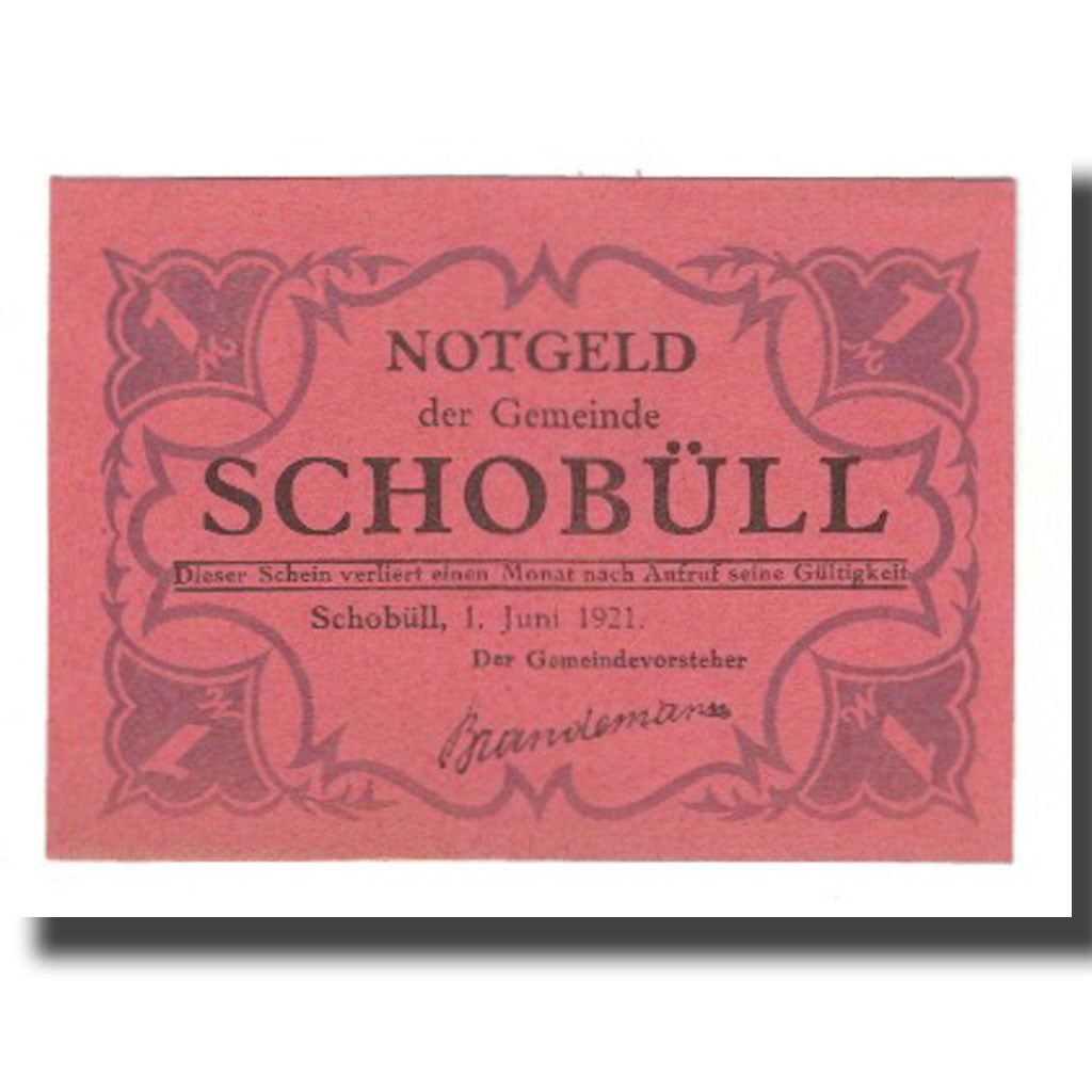 Geldschein, Deutschland, Schobüll Gemeinde, 1 Mark, personnage, 1921