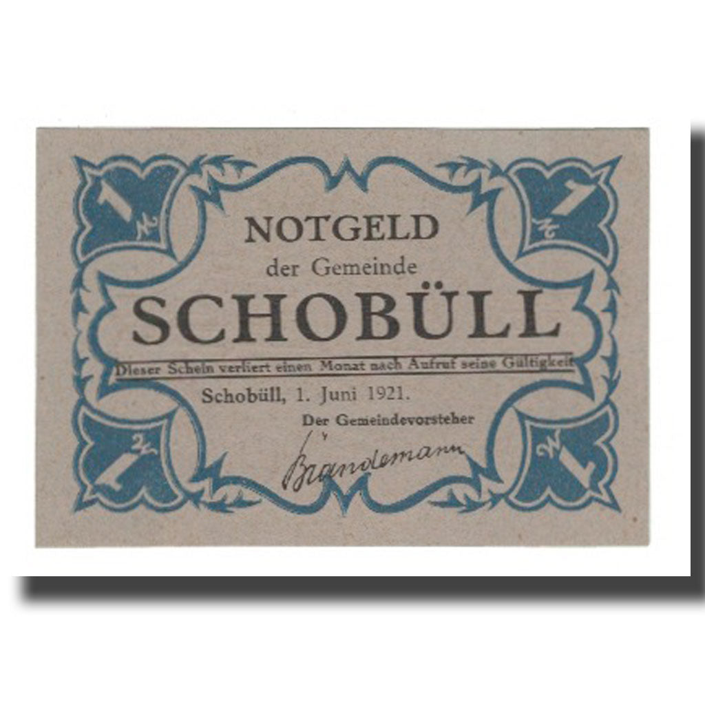 Geldschein, Deutschland, Schobüll Gemeinde, 1 Mark, personnage 1, 1921