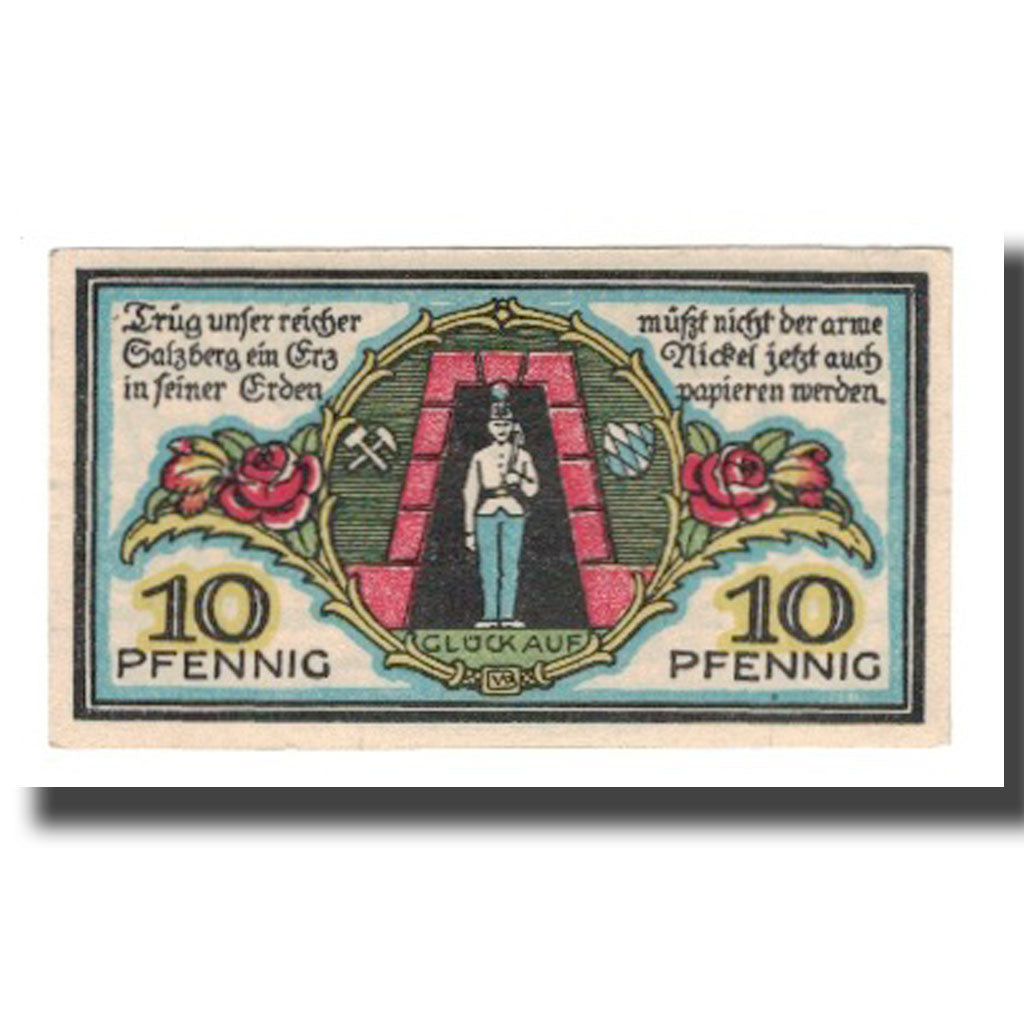 Nota, Alemanha, Berchtesgaden Marktgemeinde, 10 Pfennig, personnage, 1920