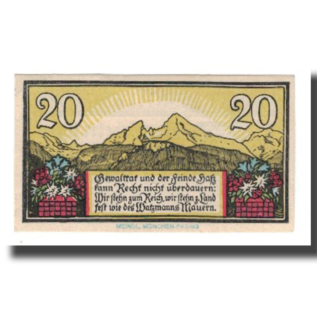 Banknote, Germany, Berchtesgaden Marktgemeinde, 20 Pfennig, paysage, 1920