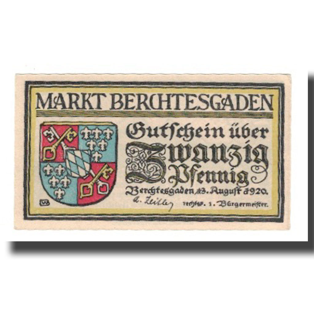 Banconote, Germania, Berchtesgaden Marktgemeinde, 20 Pfennig, paysage 1, 1920