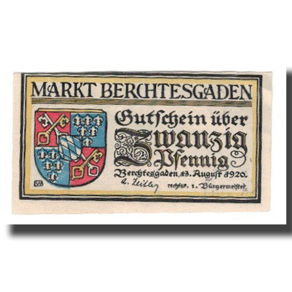 Banconote, Germania, Berchtesgaden Marktgemeinde, 20 Pfennig, paysage 2, 1920