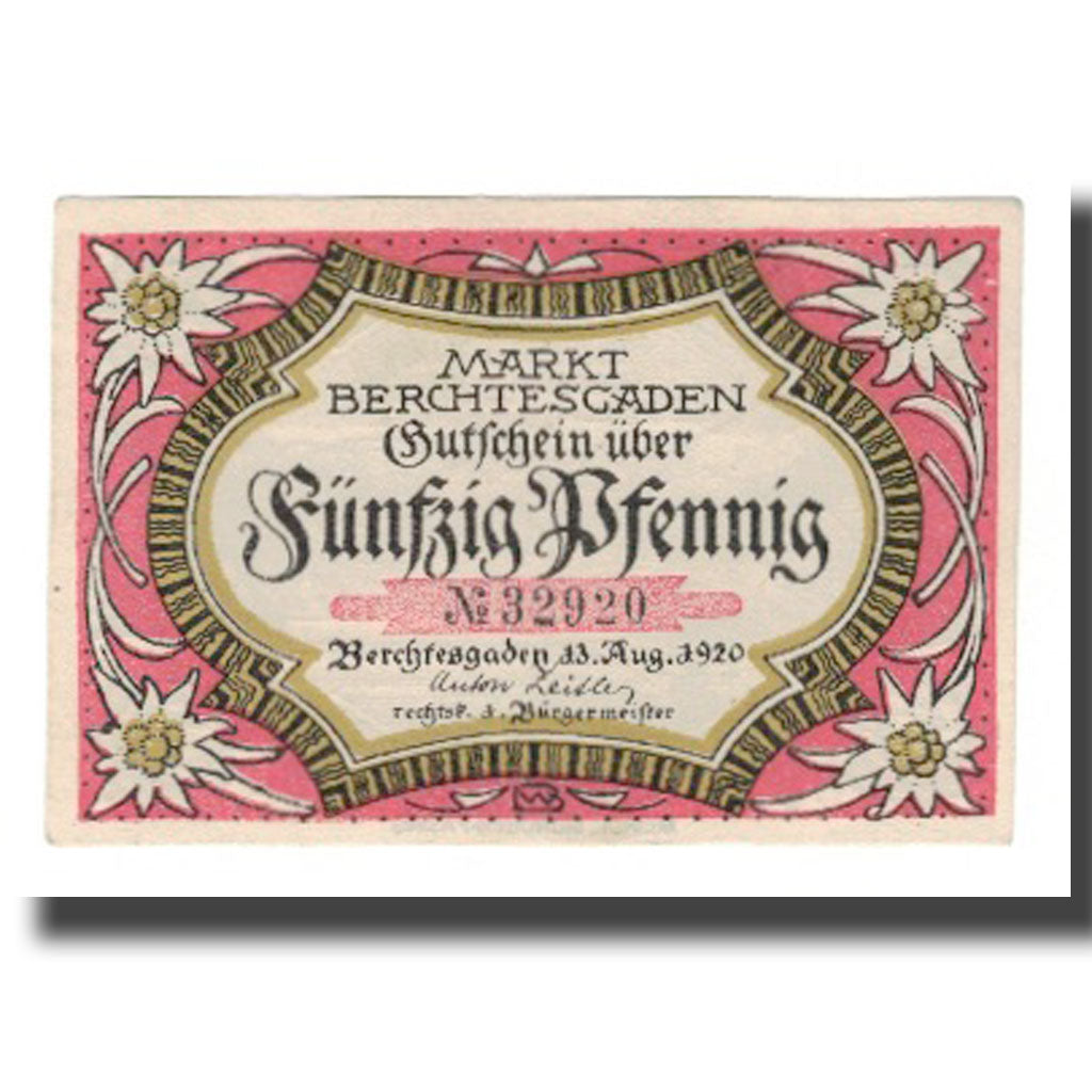 Banknot, Niemcy, Berchtesgaden Marktgemeinde, 50 Pfennig, paysage 2, 1920