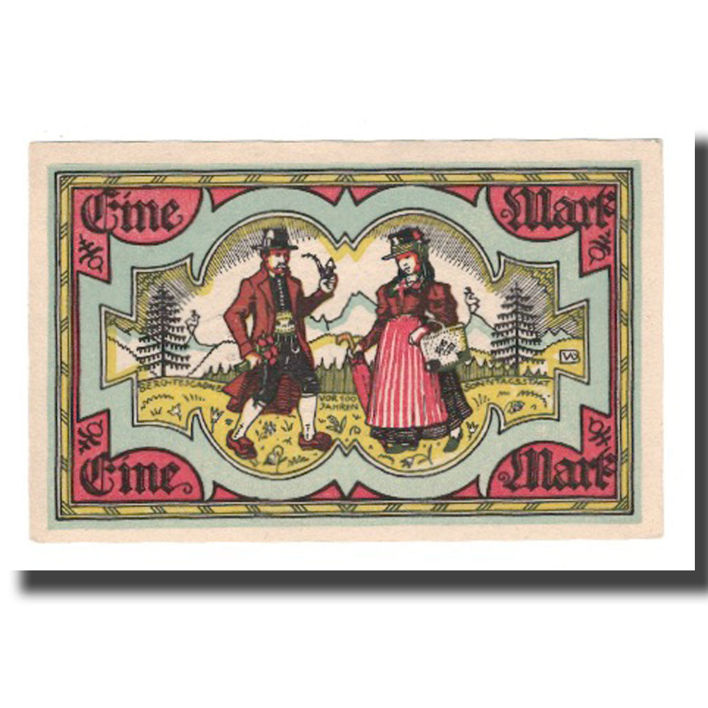 Nota, Alemanha, Berchtesgaden Marktgemeinde, 1 Mark, personnage, 1920