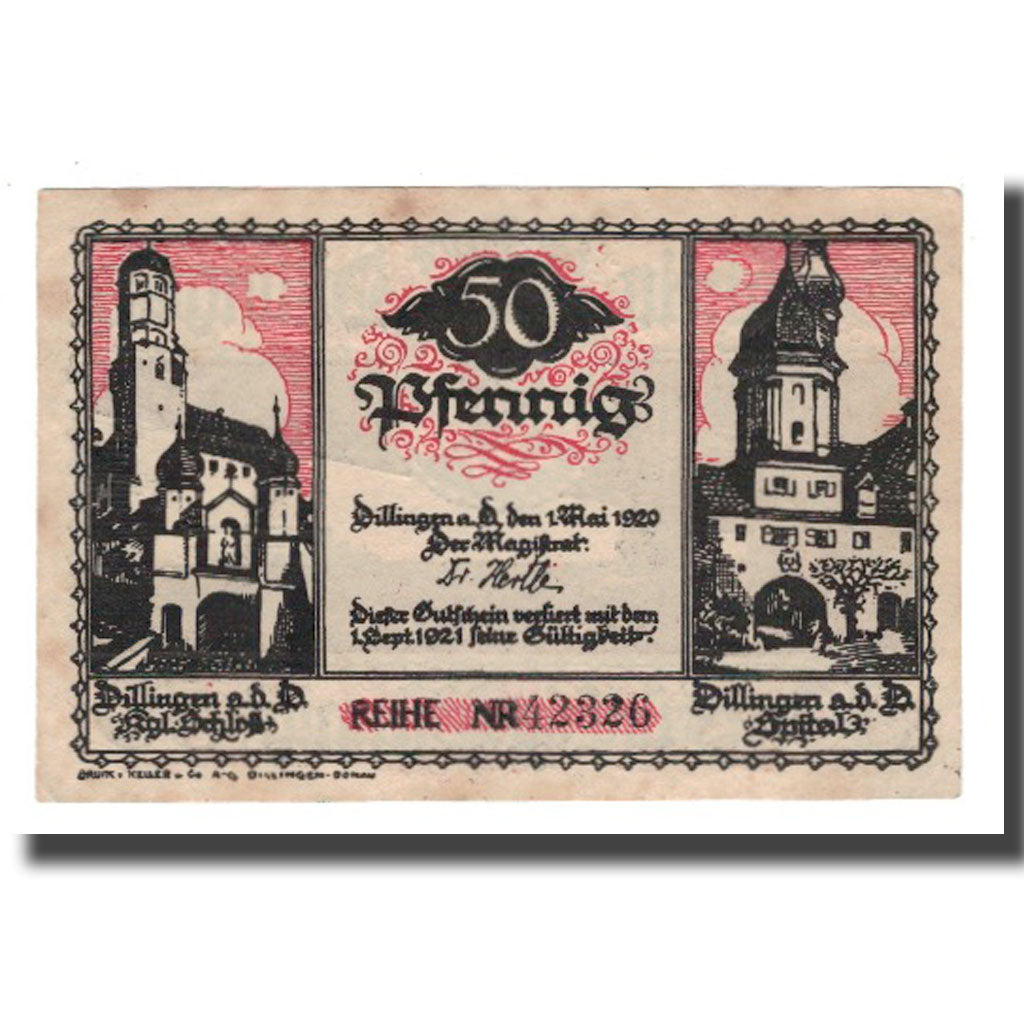 Banknote, Germany, Dillingen Stadt, 50 Pfennig, personnage, 1921, 1921-09-01