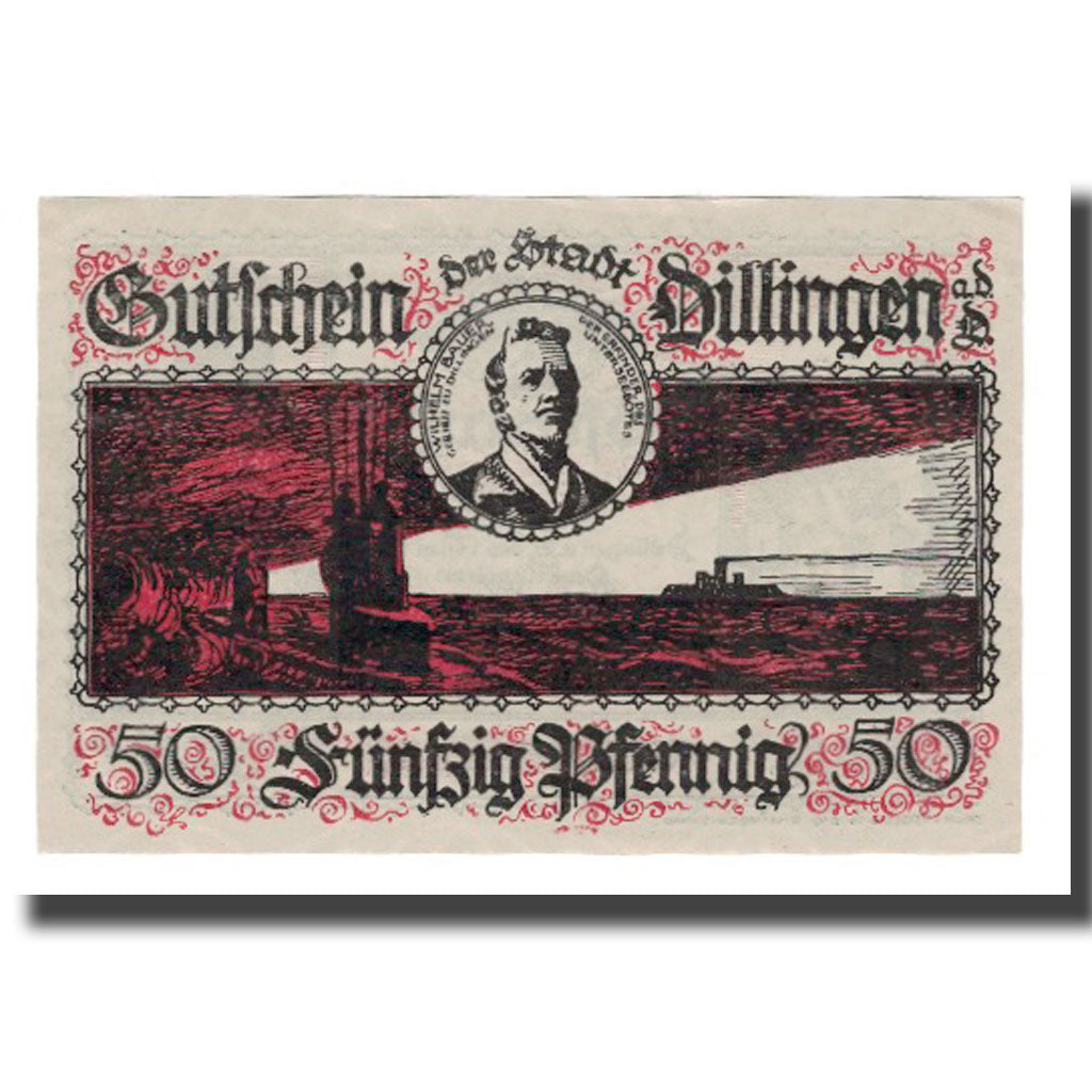 Banconote, Germania, Dillingen Stadt, 50 Pfennig, personnage 1, 1921