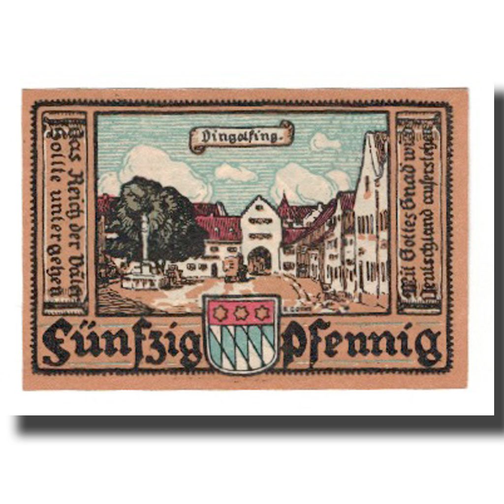 Banknote, Germany, Dingolfing Stadt, 50 Pfennig, village 1, 1920, 1920-10-01