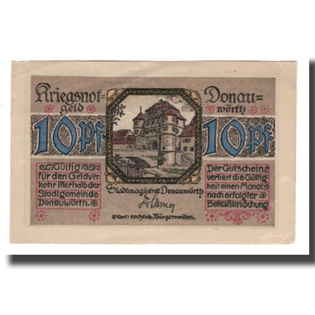 Banknote, Germany, Donauwörth Stadt, 10 Pfennig, Blason 1, AU(55-58)