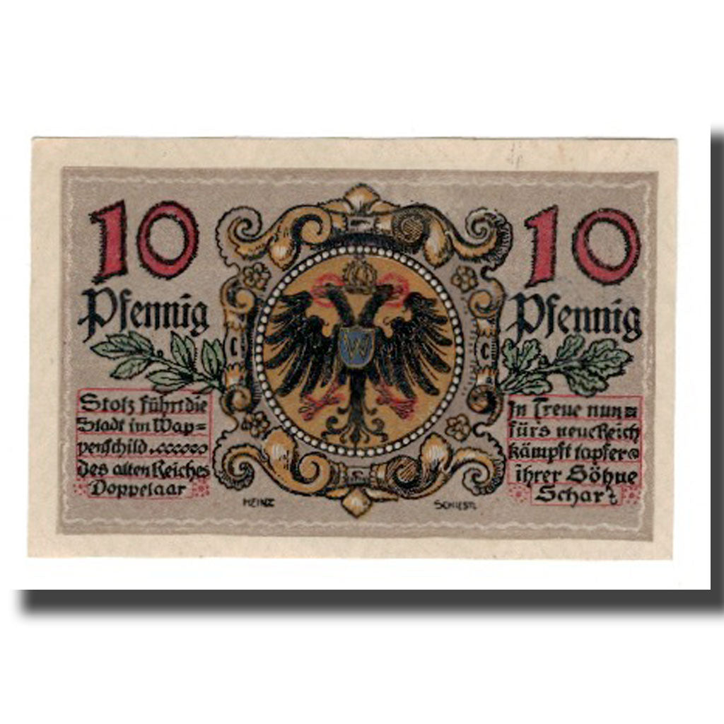 Banknote, Germany, Donauwörth Stadt, 10 Pfennig, Blason 2, AU(55-58)