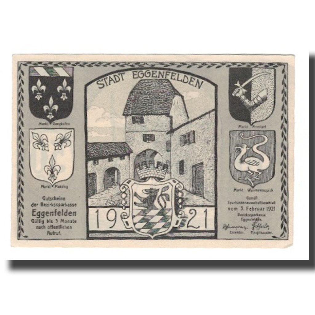 Banknot, Niemcy, Eggenfelden Bezirkssarkasse, 50 Pfennig, personnage, 1921