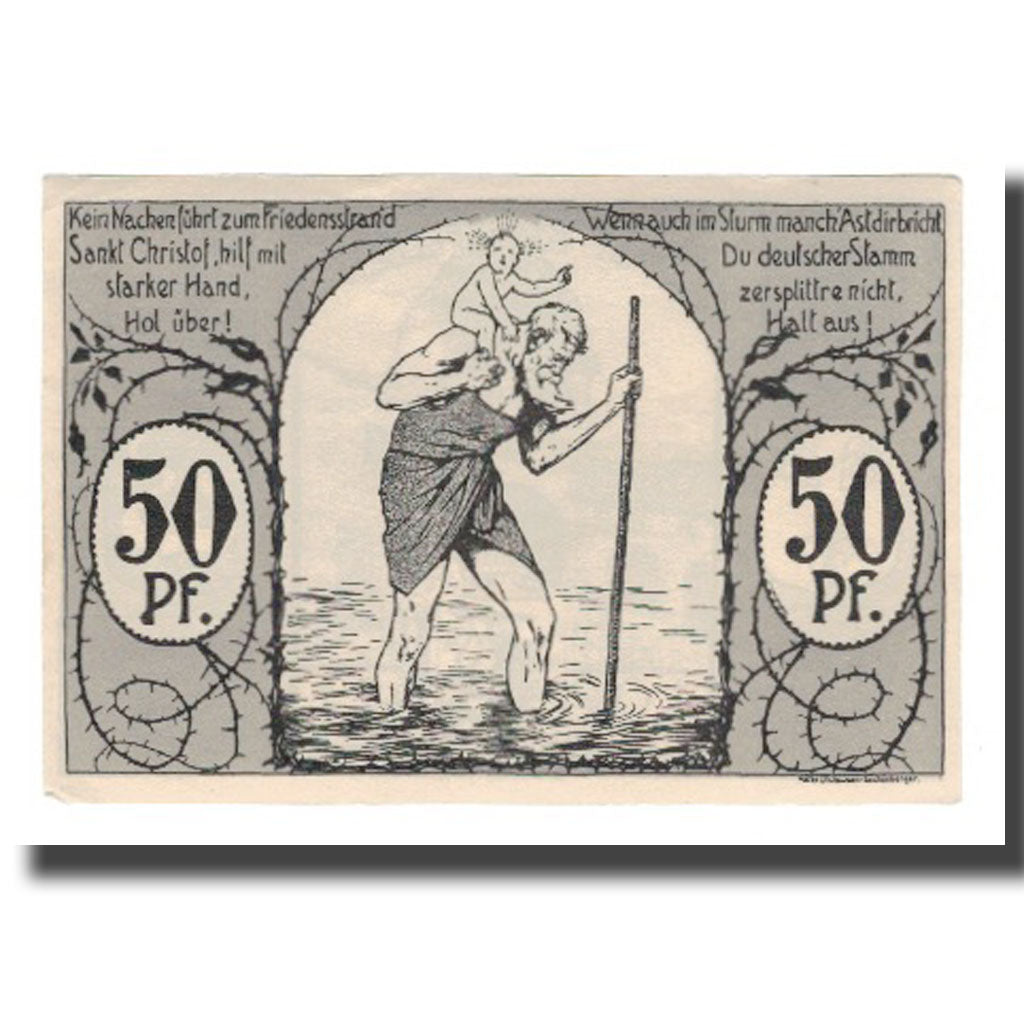 Banknot, Niemcy, Eggenfelden Bezirkssarkasse, 50 Pfennig, personnage, 1921
