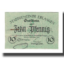 Banconote, Germania, Erlangen Stadt, 10 Pfennig, valeur faciale 1, 1918