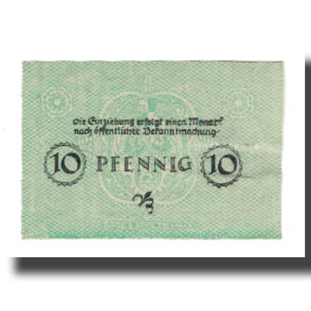 Banconote, Germania, Erlangen Stadt, 10 Pfennig, valeur faciale 1, 1918