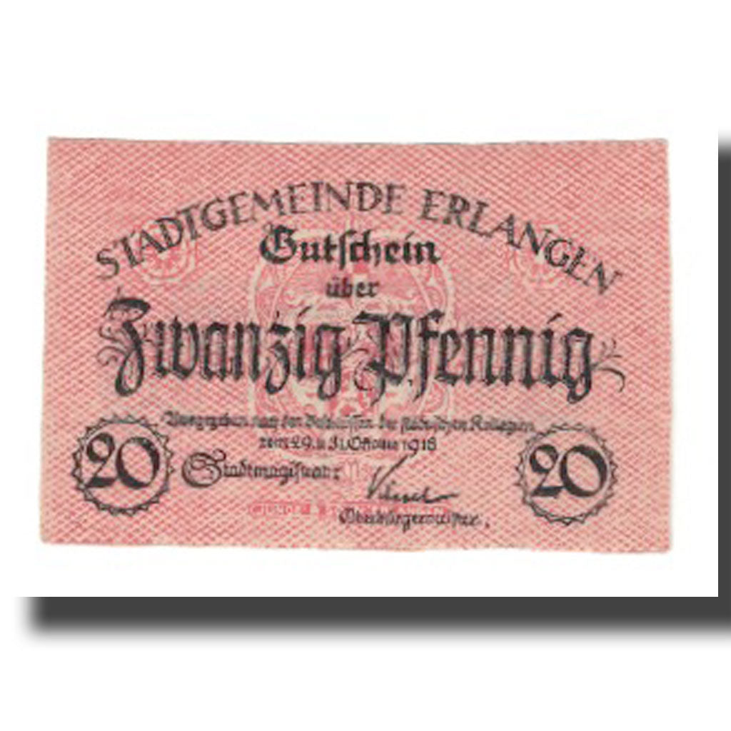 Banknote, Germany, Erlangen Stadt, 20 Pfennig, valeur faciale, 1918, 1918-10-31