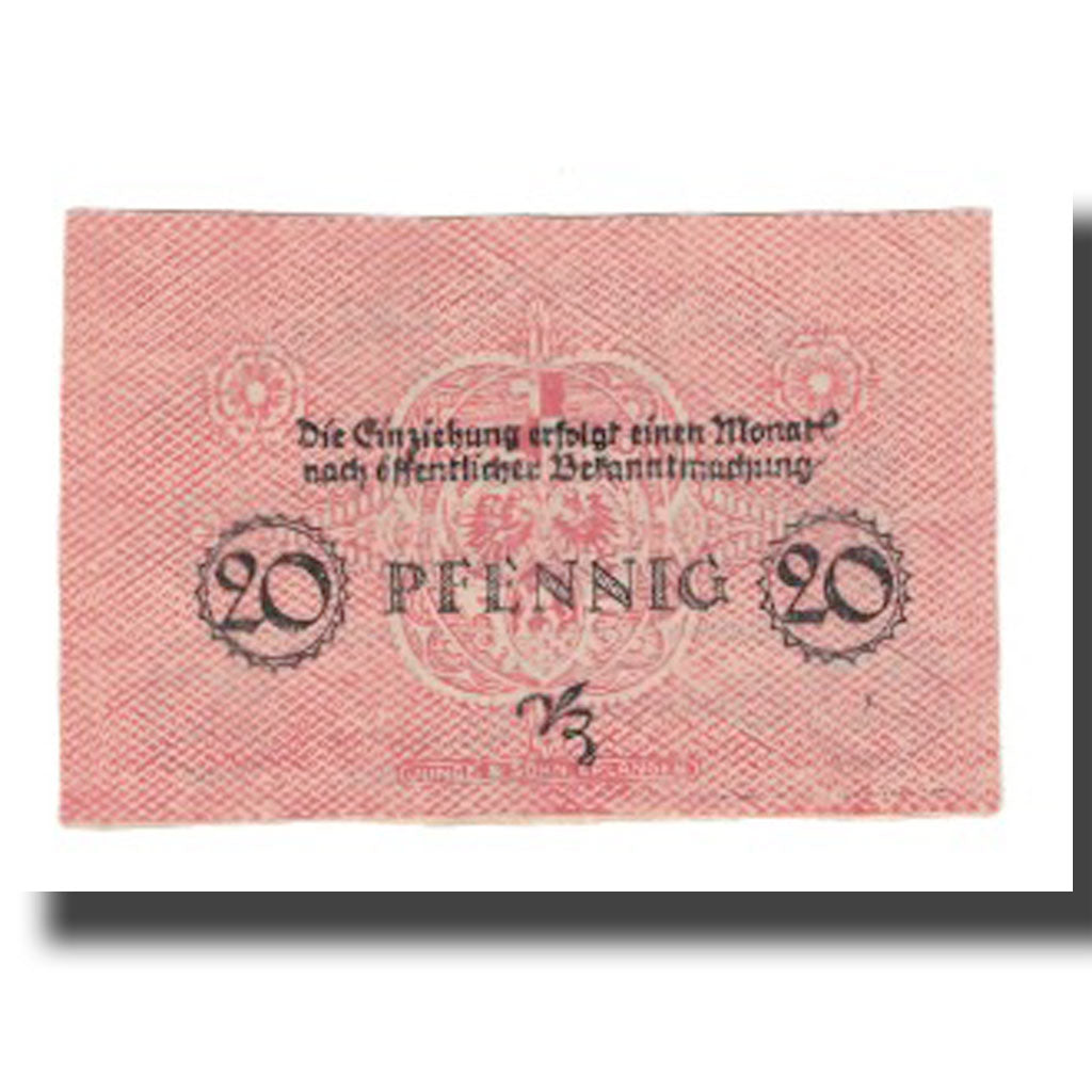 Banknote, Germany, Erlangen Stadt, 20 Pfennig, valeur faciale, 1918, 1918-10-31