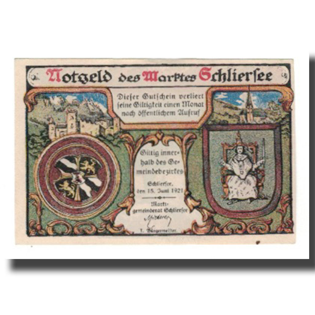 Banknote, Germany, Schliersee Marktgemeinde, 10 Pfennig, paysage, 1921