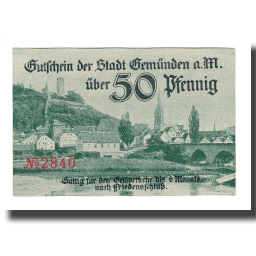 Banknote, Germany, Gemünden a.M. Stadt, 50 Pfennig, valeur faciale, Undated