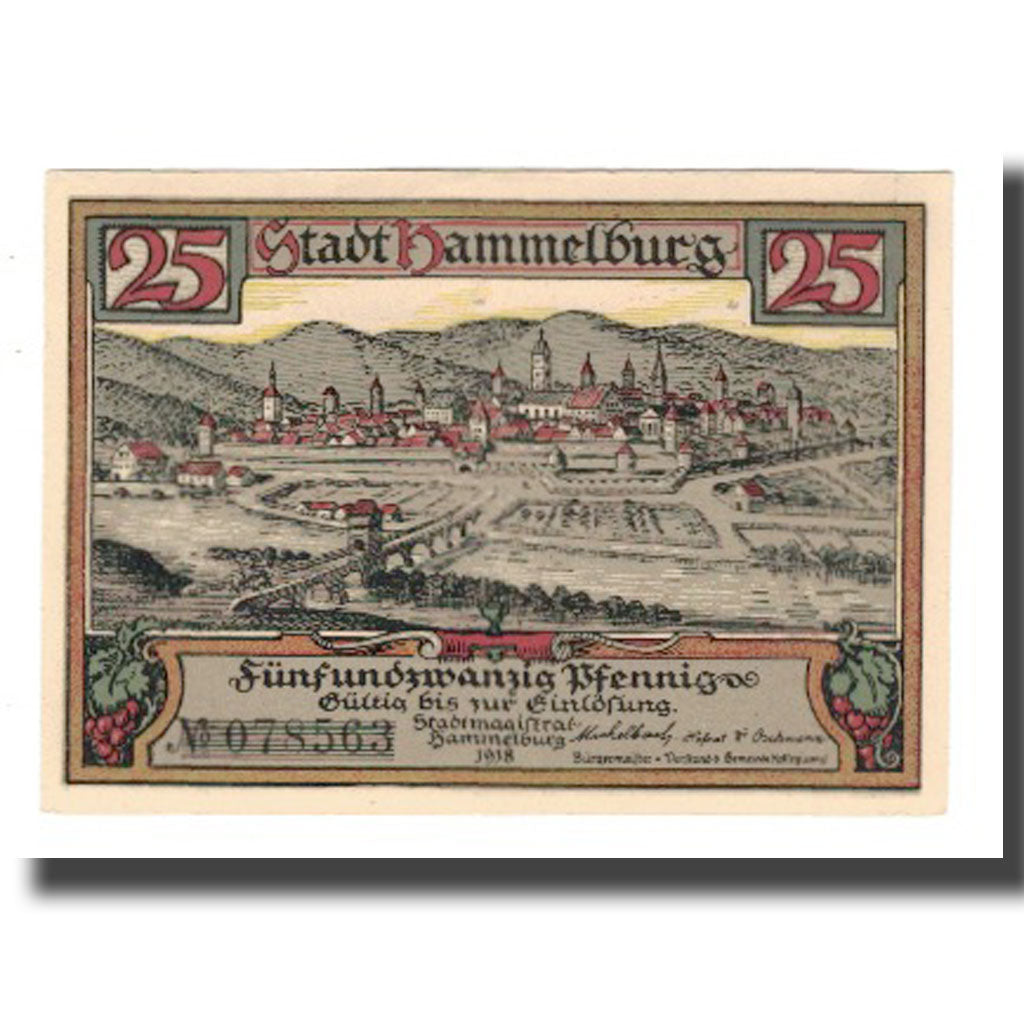 Geldschein, Deutschland, Hammelburg Stadt, 25 Pfennig, paysage, 1918 (1921), VZ