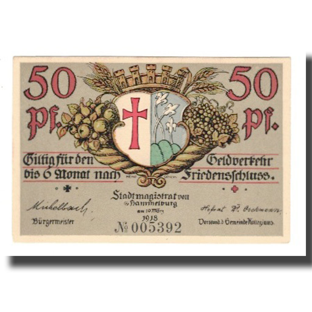 Banknote, Germany, Hammelburg Stadt, 50 Pfennig, Eglise, 1918 (1921)