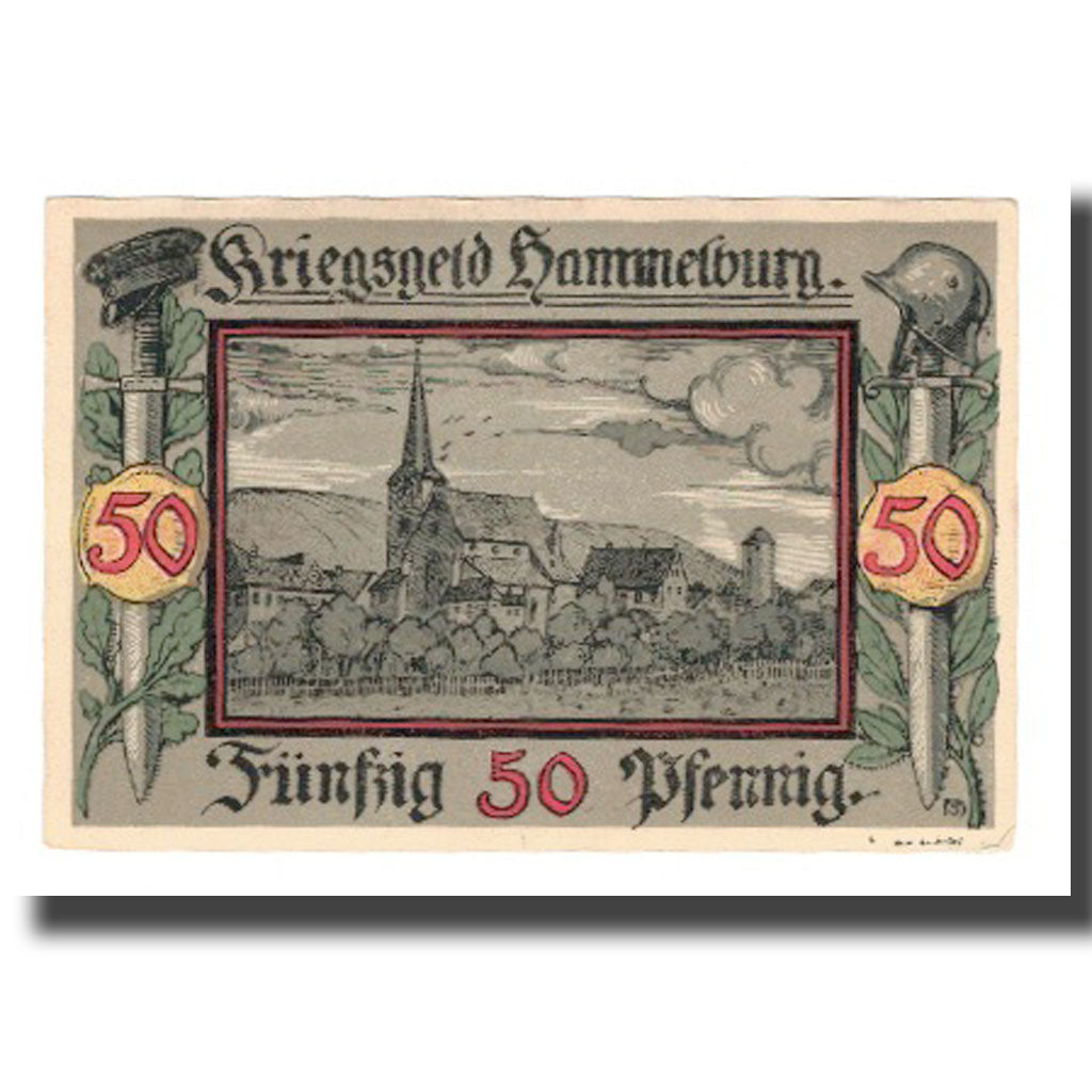 Banknote, Germany, Hammelburg Stadt, 50 Pfennig, Eglise, 1918 (1921)