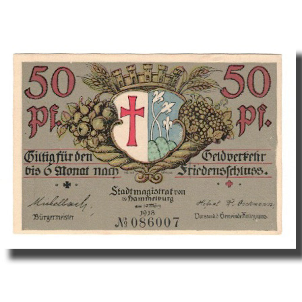 Banknote, Germany, Hammelburg Stadt, 50 Pfennig, Eglise 1, 1918 (1921)