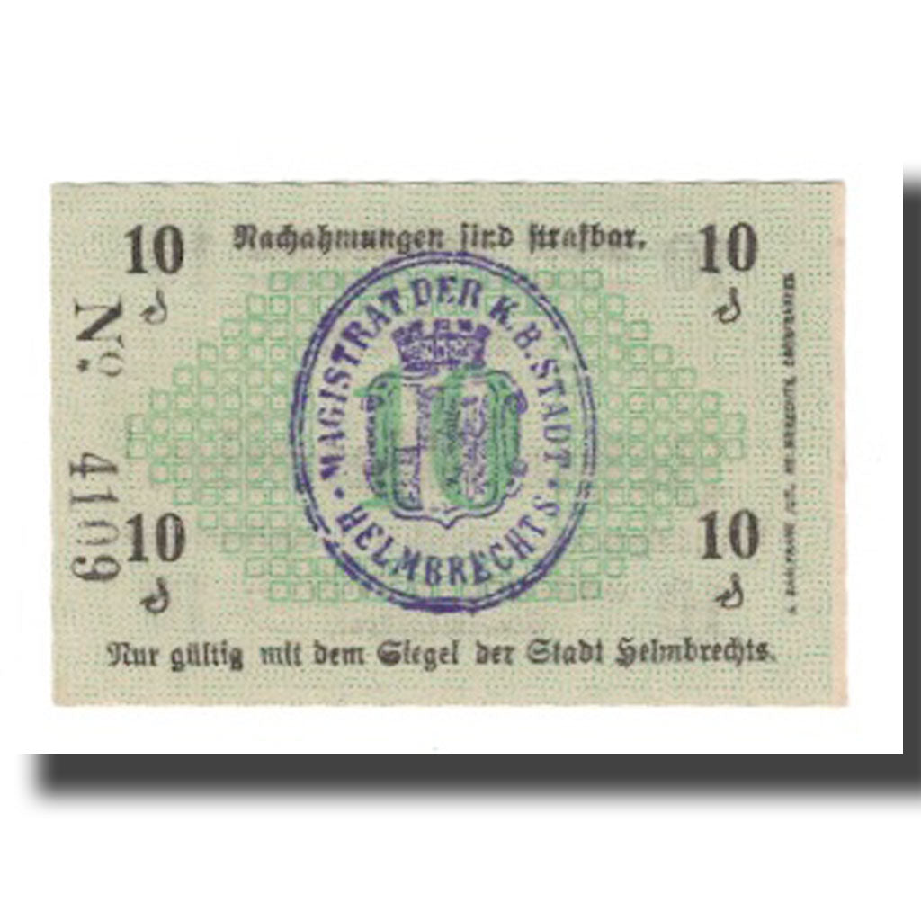 Banknote, Germany, Helmbrechts Stadt, 10 Pfennig, valeur faciale, 1917