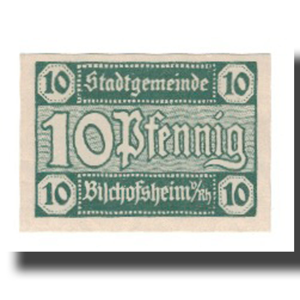 Banconote, Germania, Bischofsheim v. Rhon Stadt, 10 Pfennig, valeur faciale