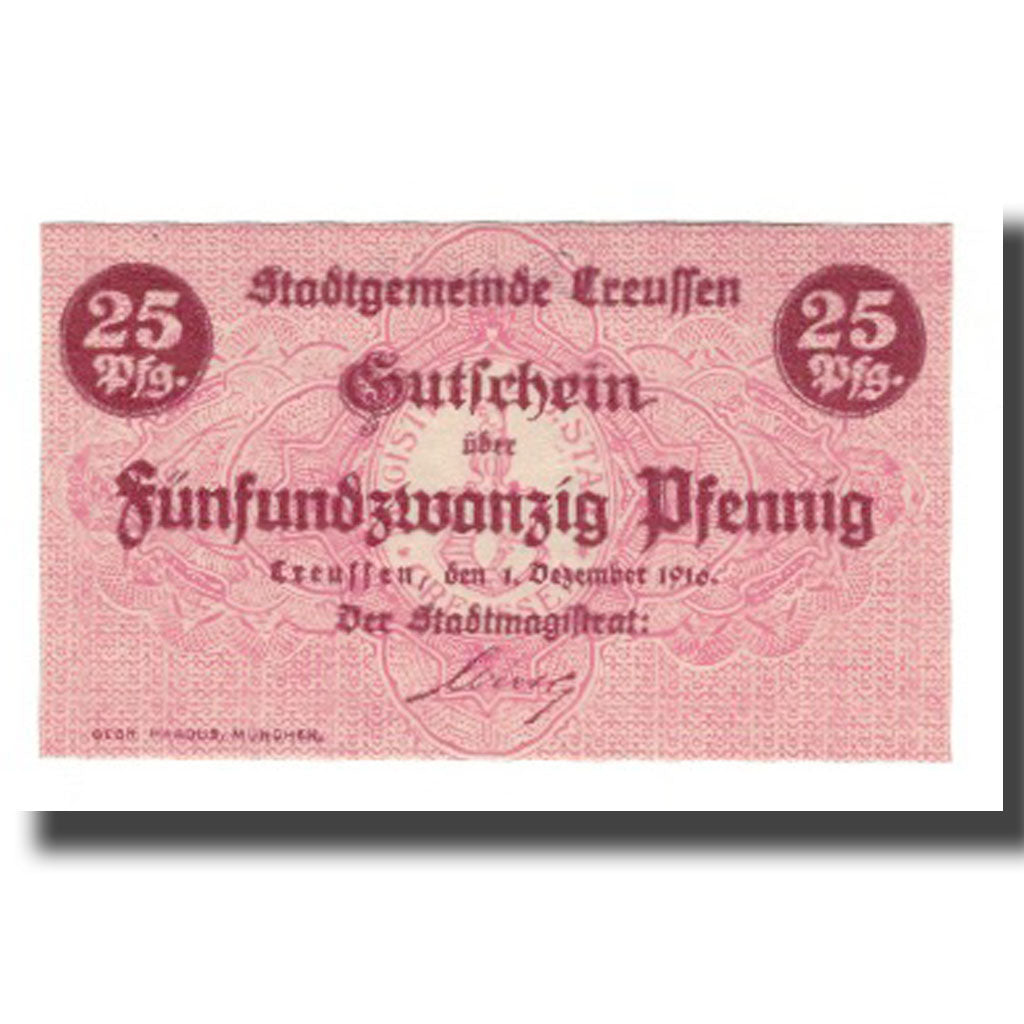 Banknote, Germany, Creussen Ofr. Stadt, 25 Pfennig, Blason, 1916 (1918)