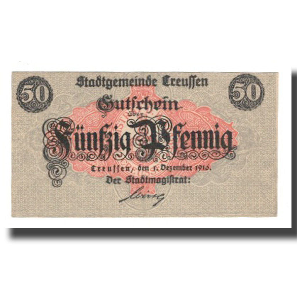 Banknote, Germany, Creussen Ofr. Stadt, 50 Pfennig, Blason, 1916 (1918)