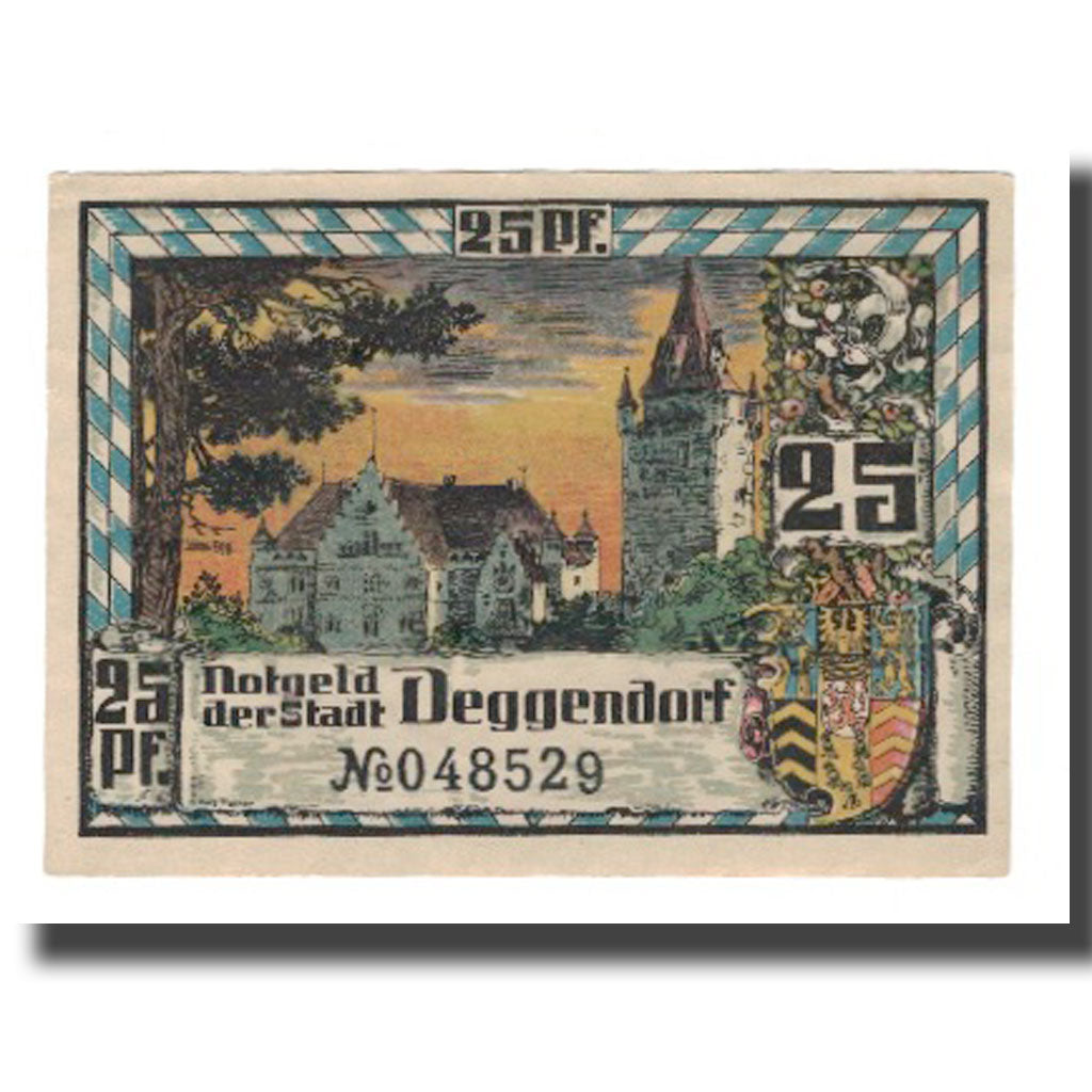Geldschein, Deutschland, Deggendorf Stadt, 25 Pfennig, chateau 1, 1920, VZ