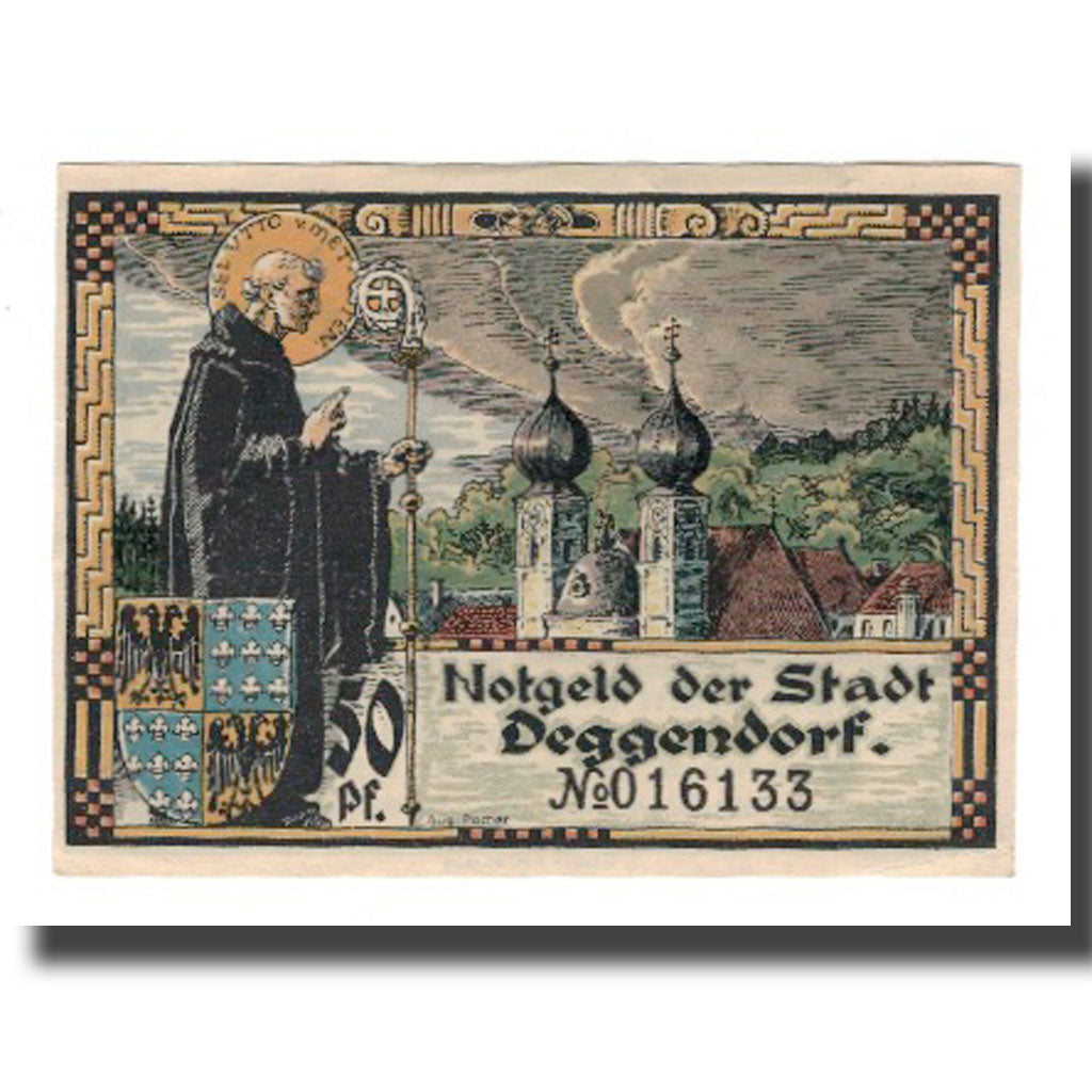 Nota, Alemanha, Deggendorf Stadt, 50 Pfennig, personnage, 1920, AU(55-58)