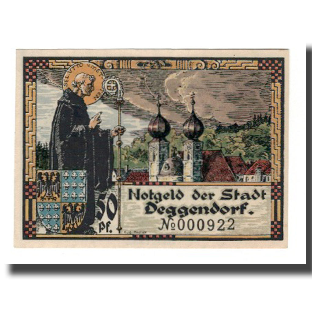 Banknot, Niemcy, Deggendorf Stadt, 50 Pfennig, personnage 1, 1920, AU(55-58)