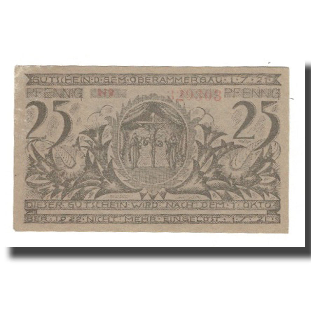 Banknote, Germany, Oberammergau Gemeinde, 25 Pfennig, personnage 5, 1921