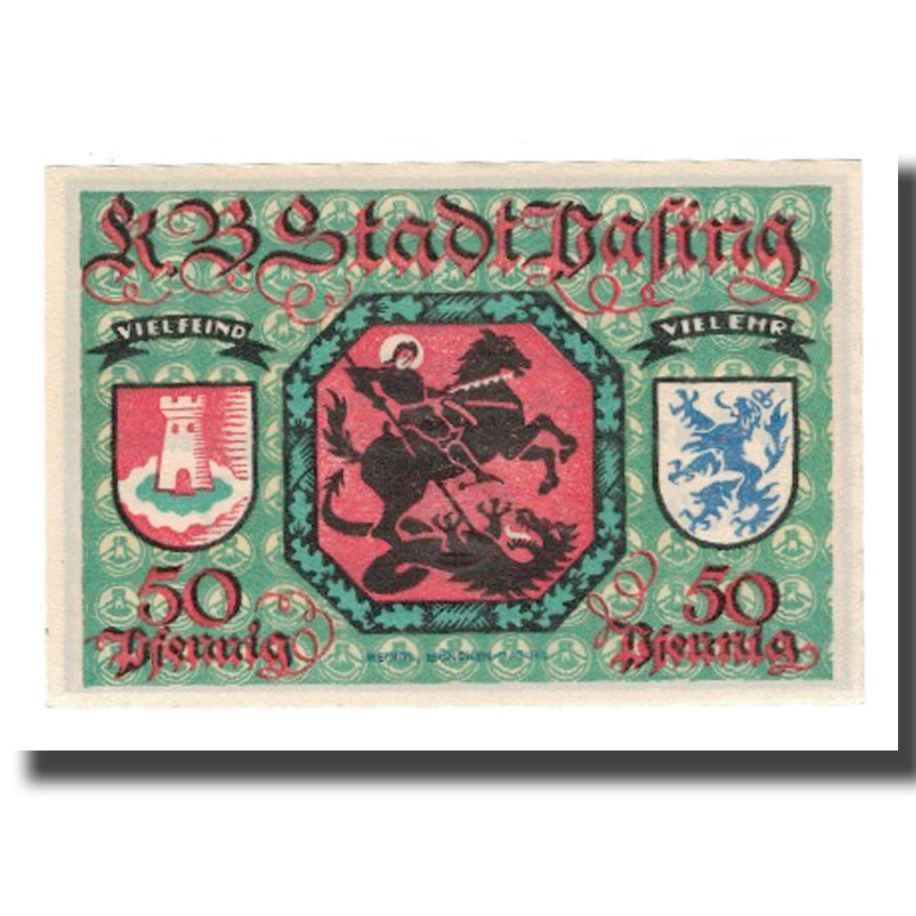 Biljet, Duitsland, Pasing Stadt, 50 Pfennig, personnage 2, 1918 (1921)
