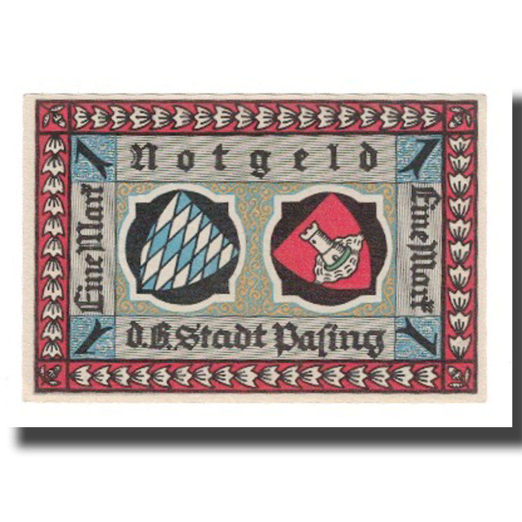 Banknote, Germany, Pasing Stadt, 1 Mark, Blason 1, 1918 (1920), 1918-12-01
