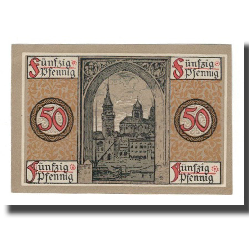 Geldschein, Deutschland, Passau Stadt, 50 Pfennig, village 2, 1918, VZ