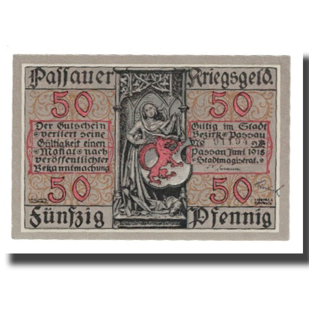 Banknote, Germany, Passau Stadt, 50 Pfennig, Village 3, 1918, AU(55-58)