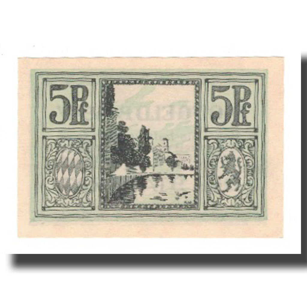 Banknote, Germany, Passau Stadt, 5 Pfennig, paysage 3, 1921, AU(55-58)