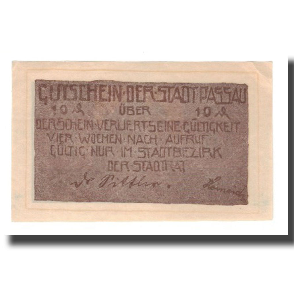 Banknote, Germany, Passau Stadt, 10 Pfennig, Batiment, 1921, AU(55-58)