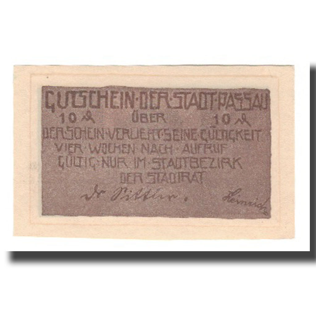 Banknote, Germany, Passau Stadt, 10 Pfennig, batiment 1, 1921, AU(55-58)