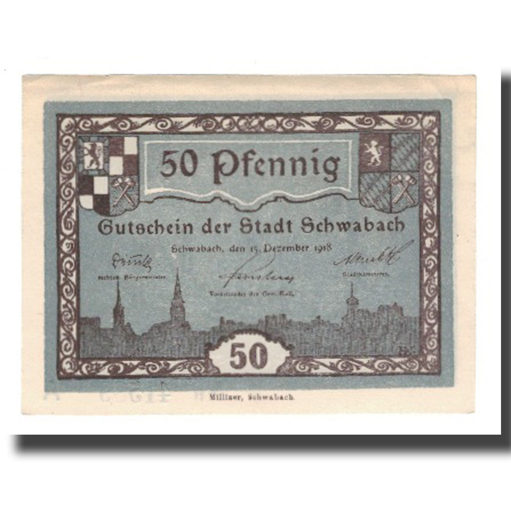 Banknote, Germany, Schwabach Stadt, 50 Pfennig, place 3, 1918, 1918-12-15