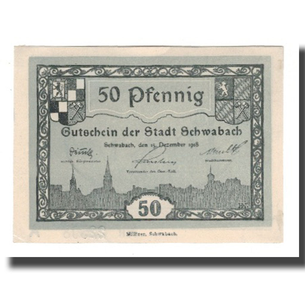 Banknote, Germany, Schwabach Stadt, 50 Pfennig, Place 4, 1918, 1918-12-15