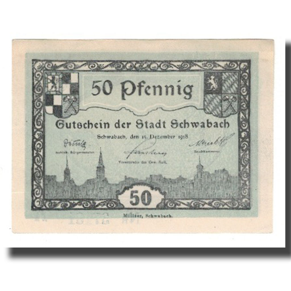 Banknote, Germany, Schwabach Stadt, 50 Pfennig, Place 5, 1918, 1918-12-15
